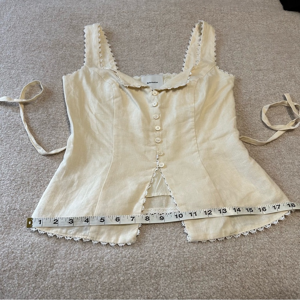 Reformation Viola Linen Top in Sugar - Picture 3 of 11